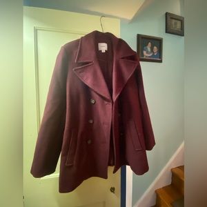 Women’s burgundy pea coat old navy size xl maroon